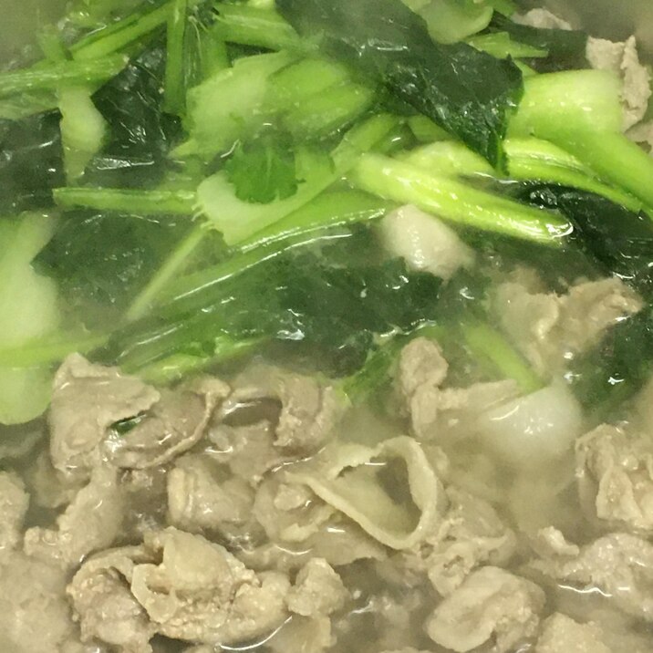 小松菜と豚こまの鍋